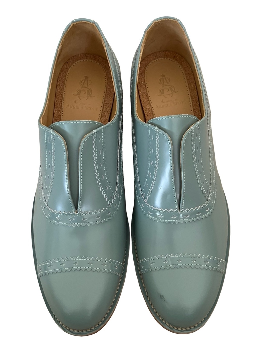 The Office of Angela Scott Ms Arzner Laceless Brogue Leather Heeled Shoes EU 40 - Picture 4 of 11